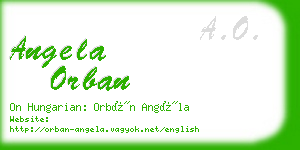 angela orban business card